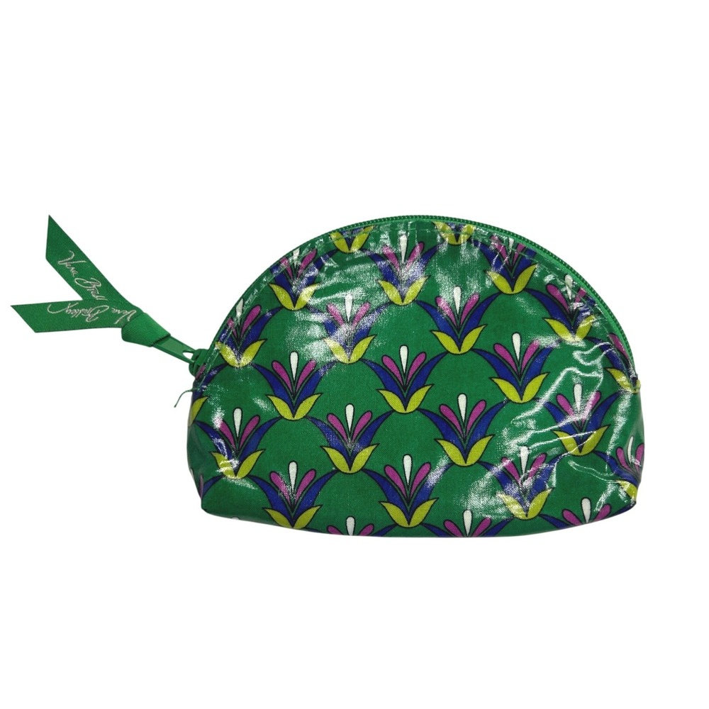 Vera Bradley Cosmetic Pouch Small Green Floral Laminated Preppy Grandmillennial